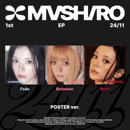 [SET] ASHIRO - 24/11 1st EP Album 3 Ver Poster + Keyring Set.