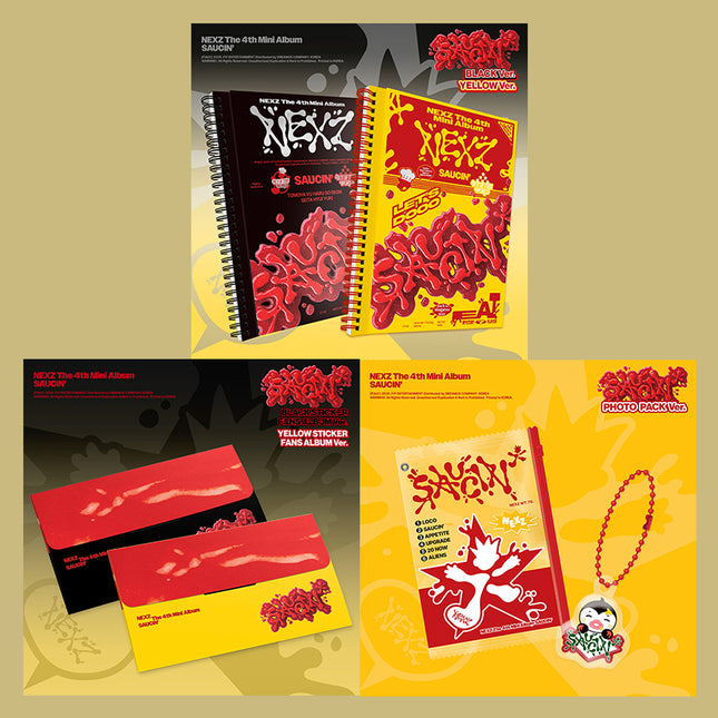 [SET] NEXZ - SAUCIN 4th Mini Album 2 Photobook + Photo Pack + 2 Sticker FANS ALBUM Ver.