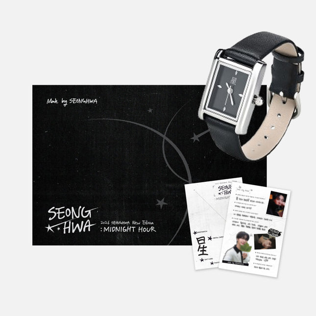 ATEEZ SEONGHWA - Official MD MIDNIGHT HOUR Wrist Watch + Metal Cardcaes