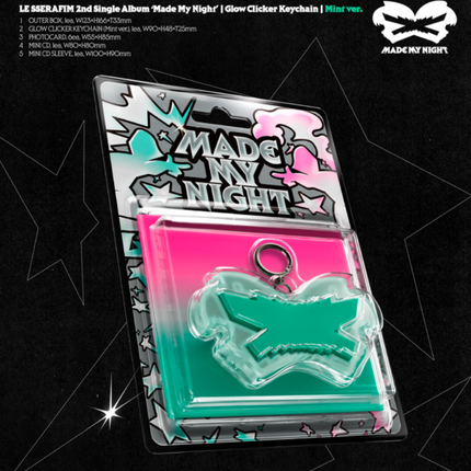 LE SSERAFIM - MADE MY NIGHT Single Album Glow Clicker Keychain Ver. (Pink / Mint)