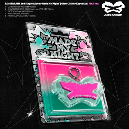 LE SSERAFIM - MADE MY NIGHT Single Album Glow Clicker Keychain Ver. (Pink / Mint)