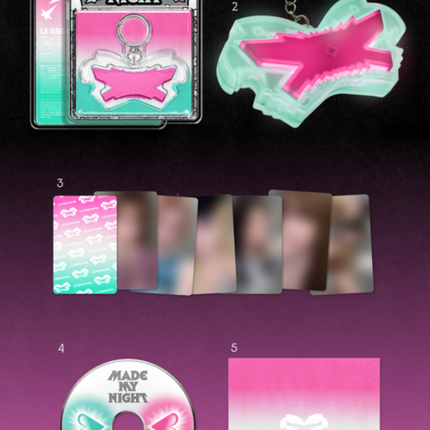 LE SSERAFIM - MADE MY NIGHT Single Album Glow Clicker Keychain Ver. (Pink / Mint)