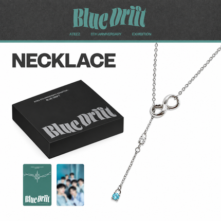 ATEEZ - 8th Anniversary Exhibition : BLUE DRIFT Official MD Necklace Ver + Photocard.